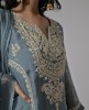 Organza Grey Embroidered Palazzo Suit
